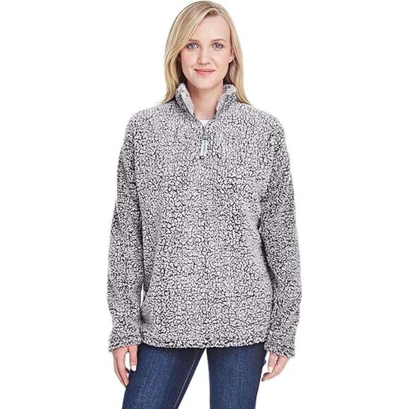 J. America Gray quarter Zip Sherpa - Shows Some Wash Wear - Small - Picture 1 of 5